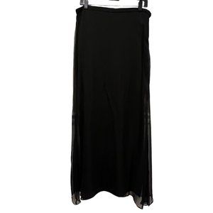 Laurence Kazar Silk Chiffon Maxi Skirt, Black, 12